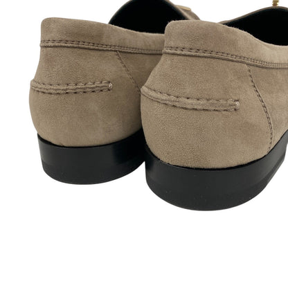 Hermes Loafers Suede Beige Kelly Metal Desting Women 38.5