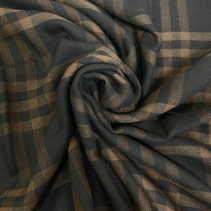 Loewe Scarf Silk, Wool Brown Check Fringe Women