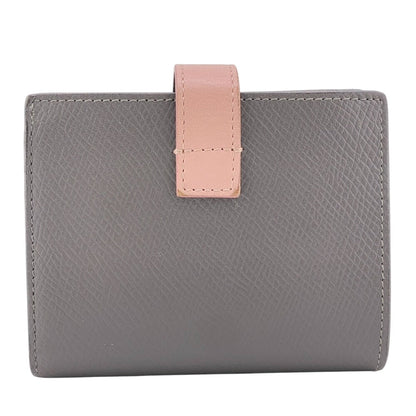 Celine Bifold Wallet Leather Gray Small Strap Wallet Women