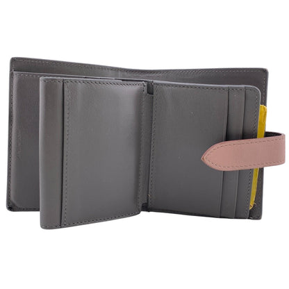 Celine Bifold Wallet Leather Gray Small Strap Wallet Women