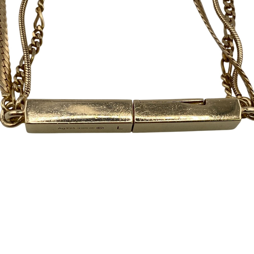 Bottegaveneta Bracelet 703427 Vahu4 7002 Sterling Silver, Enamel Gold Triple Chain Id Women(Unisex)