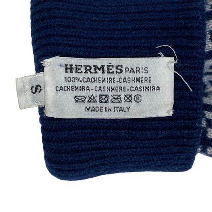 Hermes Gloves Cashmere Navy Glove Jacquard H Women S
