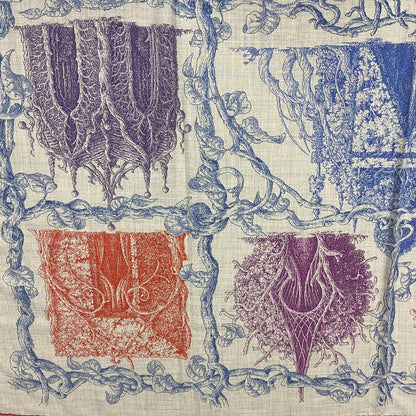 Hermes Scarf Cashmere, Silk Gray Caregean Les Cabanes Various Huts Women