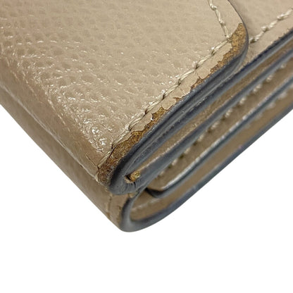 Fendi Tri-Fold Wallet 8M0395 Leather Beige Compact Wallet Micro Women