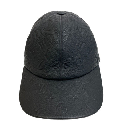 Louis Vuitton Cap Mp2605 Leather Black Leather Cap Monogram Newsboy Cap Mens
