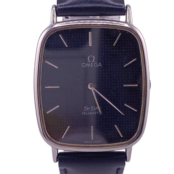 Omega Watches Stainless Steel, Leather Black De Ville Square Black Dial Mens