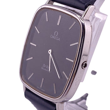 Omega Watches Stainless Steel, Leather Black De Ville Square Black Dial Mens