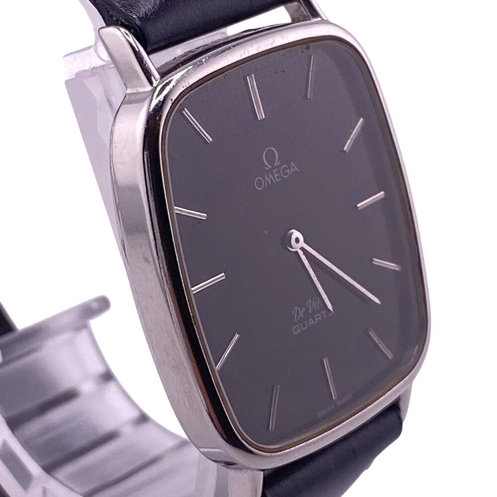 Omega Watches Stainless Steel, Leather Black De Ville Square Black Dial Mens