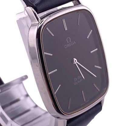 Omega Watches Stainless Steel, Leather Black De Ville Square Black Dial Mens