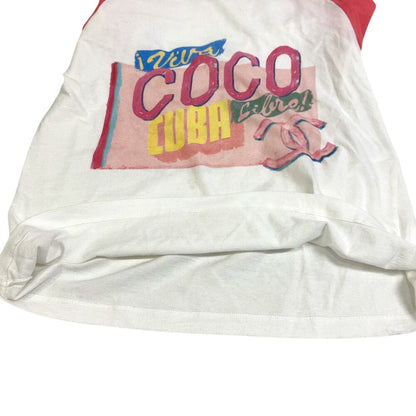 Chanel Short Sleeve T-Shirt Cotton White Coco Mark Coco Cuba Women Xs