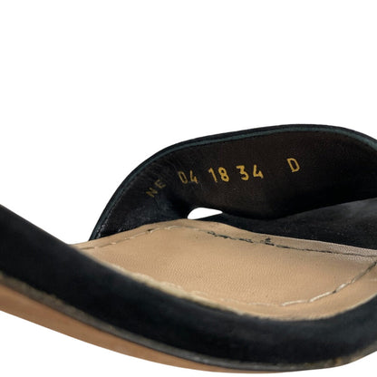 Dior Pumps Calfskin, Suede Black Suede Velvet Rhinestone Heart Studs Women 34D