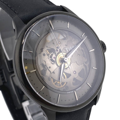 Tissot Watches Mechanical Automatic T139836A Stainless Steel, Leather Black Skeleton Shuman De