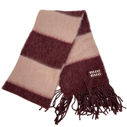 Miumiu Scarf 5Fs094 Mohair, Wool Pink Fringe