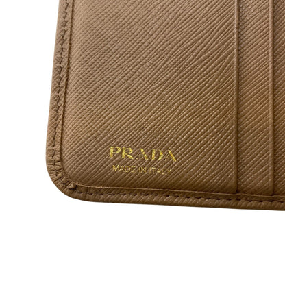 Prada Bifold Wallet 1Ml522 Leather Beige Compact Wallet Safiano Women
