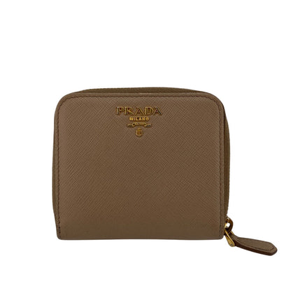 Prada Bifold Wallet 1Ml522 Leather Beige Compact Wallet Safiano Women
