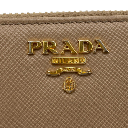 Prada Bifold Wallet 1Ml522 Leather Beige Compact Wallet Safiano Women