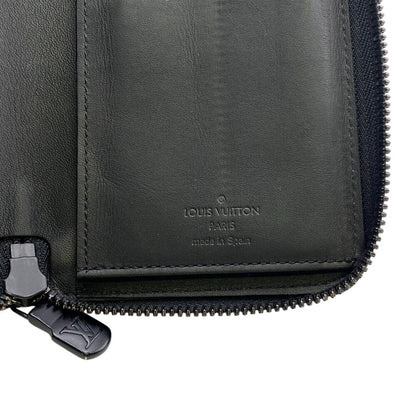 Louis Vuitton Long Wallet Purse M62902 Leather Black Monogram Shadow Zippy Wallet Vertical