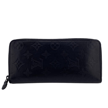 Louis Vuitton Long Wallet Purse M62902 Leather Black Monogram Shadow Zippy Wallet Vertical