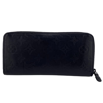 Louis Vuitton Long Wallet Purse M62902 Leather Black Monogram Shadow Zippy Wallet Vertical