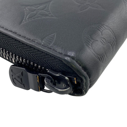 Louis Vuitton Long Wallet Purse M62902 Leather Black Monogram Shadow Zippy Wallet Vertical