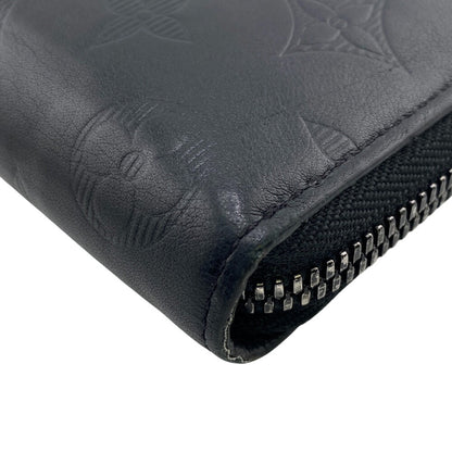 Louis Vuitton Long Wallet Purse M62902 Leather Black Monogram Shadow Zippy Wallet Vertical