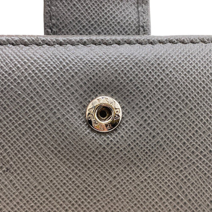 Prada Bifold Wallet 23O A Leather Gray Compact Wallet With Flap Safiano Women