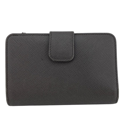 Prada Bifold Wallet 23O A Leather Gray Compact Wallet With Flap Safiano Women