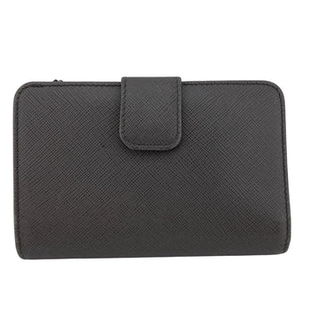 Prada Bifold Wallet 23O A Leather Gray Compact Wallet With Flap Safiano Women