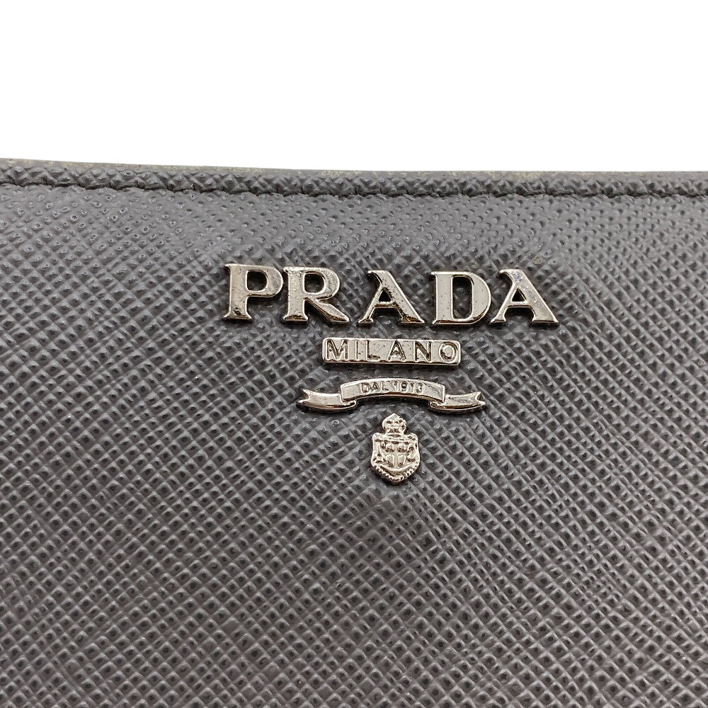 Prada Bifold Wallet 23O A Leather Gray Compact Wallet With Flap Safiano Women