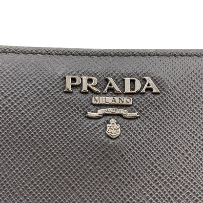 Prada Bifold Wallet 23O A Leather Gray Compact Wallet With Flap Safiano Women