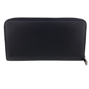 Dior Long Wallet Purse Leather Black Zip Around Cd Logo Women(Unisex)