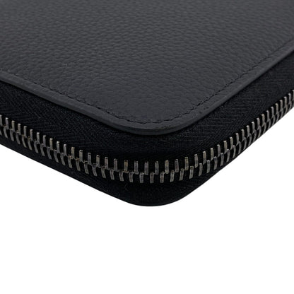 Dior Long Wallet Purse Leather Black Zip Around Cd Logo Women(Unisex)