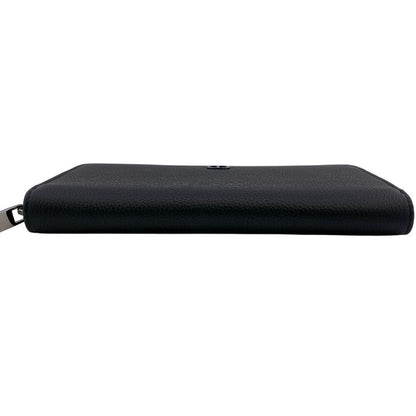 Dior Long Wallet Purse Leather Black Zip Around Cd Logo Women(Unisex)