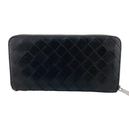 Bottegaveneta Long Wallet Purse Leather Khaki Zip Around Maxi Intrecciato Women(Unisex)