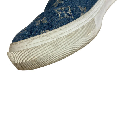 Louis Vuitton Sneakers Ld1109 Denim Blue Slip-On Monogram Trocadero Line Mens 6 1/2