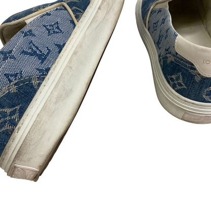 Louis Vuitton Sneakers Ld1109 Denim Blue Slip-On Monogram Trocadero Line Mens 6 1/2