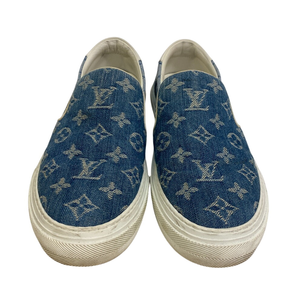 Louis Vuitton Sneakers Ld1109 Denim Blue Slip-On Monogram Trocadero Line Mens 6 1/2