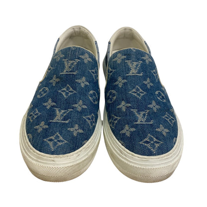 Louis Vuitton Sneakers Ld1109 Denim Blue Slip-On Monogram Trocadero Line Mens 6 1/2