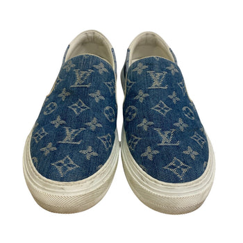 Louis Vuitton Sneakers Ld1109 Denim Blue Slip-On Monogram Trocadero Line Mens 6 1/2