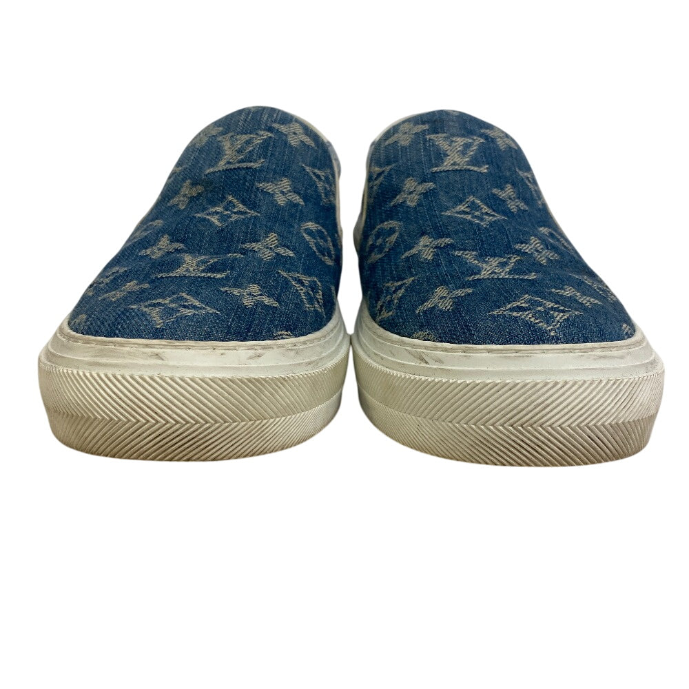 Louis Vuitton Sneakers Ld1109 Denim Blue Slip-On Monogram Trocadero Line Mens 6 1/2