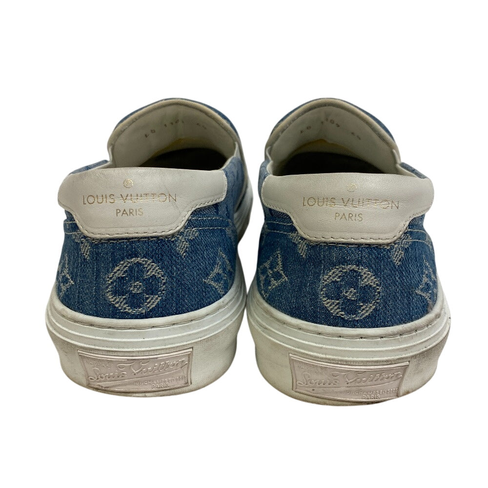 Louis Vuitton Sneakers Ld1109 Denim Blue Slip-On Monogram Trocadero Line Mens 6 1/2