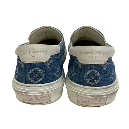Louis Vuitton Sneakers Ld1109 Denim Blue Slip-On Monogram Trocadero Line Mens 6 1/2