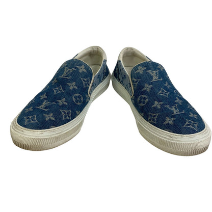 Louis Vuitton Sneakers Ld1109 Denim Blue Slip-On Monogram Trocadero Line Mens 6 1/2