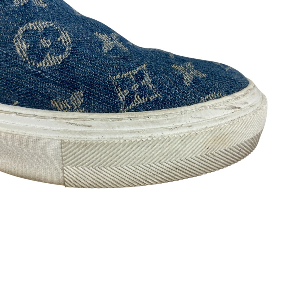 Louis Vuitton Sneakers Ld1109 Denim Blue Slip-On Monogram Trocadero Line Mens 6 1/2