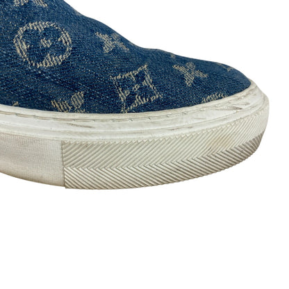 Louis Vuitton Sneakers Ld1109 Denim Blue Slip-On Monogram Trocadero Line Mens 6 1/2