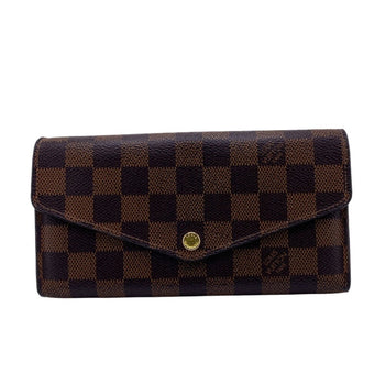 Louis Vuitton Long Wallet Purse N63209 Leather Brown Damier Portefeuille Sarah Women
