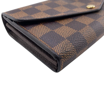 Louis Vuitton Long Wallet Purse N63209 Leather Brown Damier Portefeuille Sarah Women