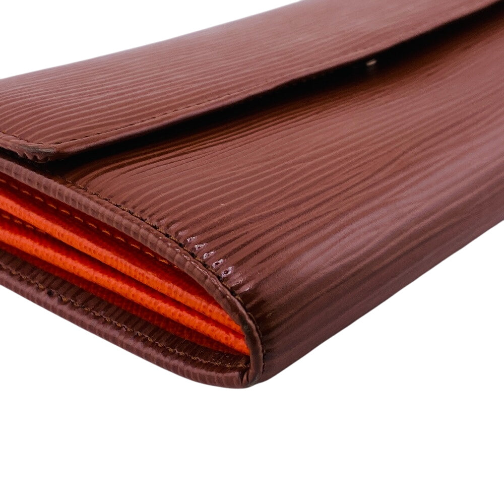 Louis Vuitton Long Wallet Purse M60321 Epi Leather Brown Snap Button Epi Portefeuille Sarah