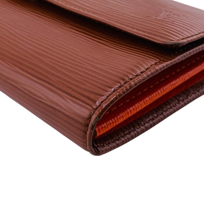 Louis Vuitton Long Wallet Purse M60321 Epi Leather Brown Snap Button Epi Portefeuille Sarah