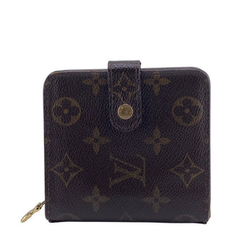 Louis Vuitton Bifold Wallet M61667 Leather Brown Zip Around Monogram Compact Zip Women(Unisex)